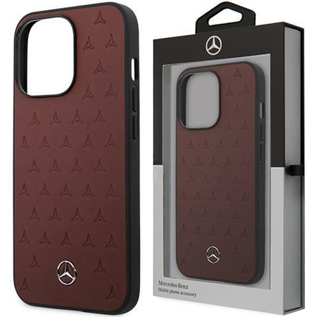Mercedes MEHCP13MPSQRE iPhone 13 6,1" czerwony/red hardcase Leather Stars Pattern