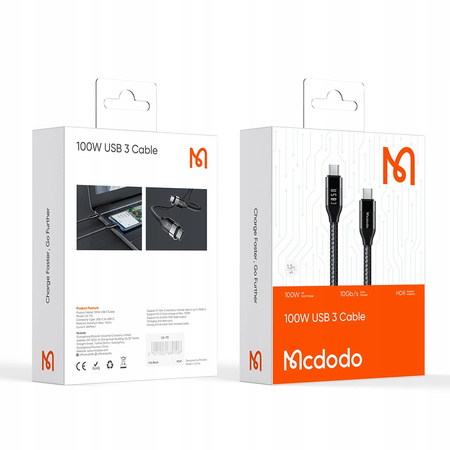 MCDODO KABEL USB-C SZYBKIE ŁADOWANIE DO MACBOOK USB TYP C 10GBPS 100W 4K 1M