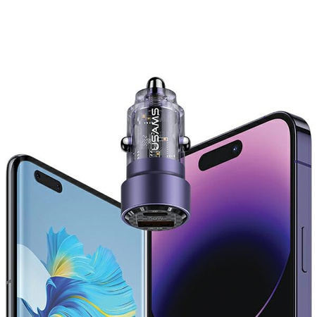 USAMS ŁADOWARKA SAMOCHODOWA C39 60W DO TELEFONÓW USB USB-C SZYBKA ŁADOWARKA