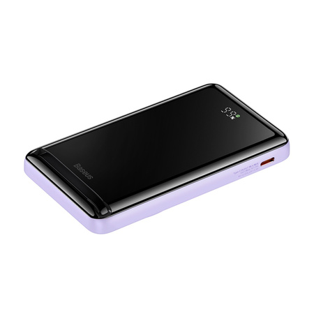 Baseus Magnetic Bracket Wireless Fast Charge Power Bank 10000mAh 20W Purple（With Xiaobai series fast charging Cable Type-C to Type-C 60W(20V/3A) 50cm White）