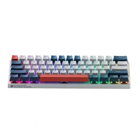Klawiatura gamingowa Machenike K500-B61 przewodowa mechaniczna podświetlana Red Switch - biało-niebieska