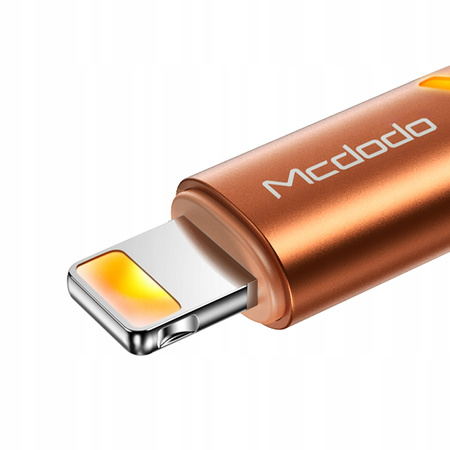 MCDODO KABEL USB LIGHTNING SZYBKIEGO ŁADOWANIA 36W DO IPHONE 13 14 2M LED POMARAŃCZOWY