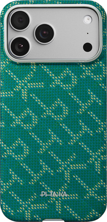 Pitaka Ultra-Slim Case, Monogram-Gold/Green - iPhone 17 Pro