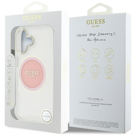 GUESS ETUI POKROWIEC MAGNETYCZNY DO MAGSAFE IPHONE 16 LOGO METALOWE