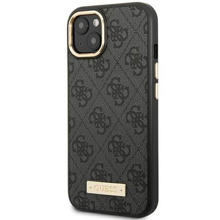 Guess GUHMP14MU4GPRK iPhone 14 Plus 6,7" czarny/black hard case 4G Logo Plate MagSafe