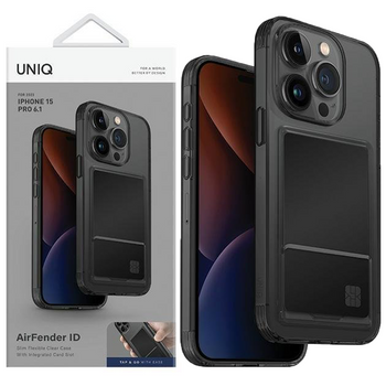 UNIQ etui Air Fender ID iPhone 15 Pro 6.1" szary/smoked grey tinted Cardslot