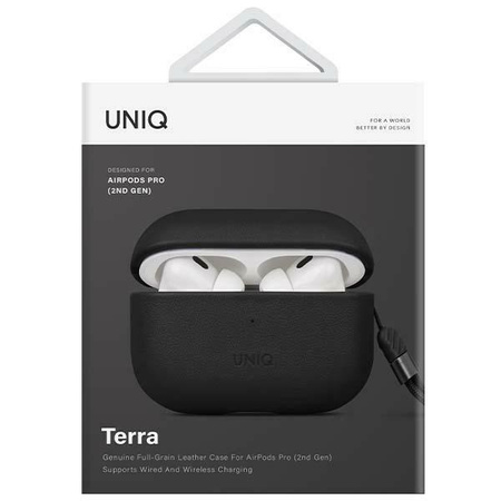 UNIQ etui Terra AirPods Pro 2 gen. Genuine Leather czarny/dallas black