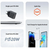 USAMS ŁADOWARKA 2XUSB-C T54 GAN 40W DO TELEFONÓW APPLE IPHONE ANDROID