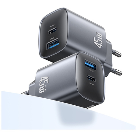 USAMS ŁADOWARKA SIECIOWA CC290 T66 45W DO TELEFONÓW USB-A USB-C GŁADKA