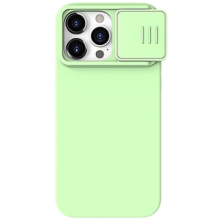 Silikonowe etui Nillkin CamShield Silky Silicone Case do iPhone 15 Pro z osłoną na aparat - miętowe