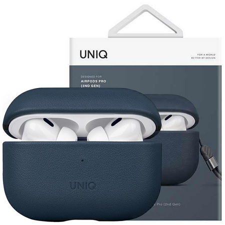 Etui Uniq Terra na AirPods Pro 2 gen. Genuine Leather niebieski/space blue