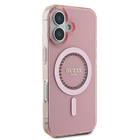 GUESS ETUI HARDCASE IML RHINESTONES DO MAGSAFE DO IPHONE 16 6.1 LUKSUSOWA