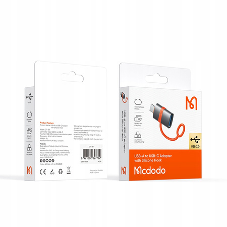MCDODO ADAPTER PRZEJŚCIÓWKA USB-A 3.0 DO USB-C NA USB TYP C 3A 5GBPS OTG