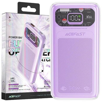 Acefast powerbank 10000mAh Sparkling Series szybkie ładowanie 30W fioletowy (M1)