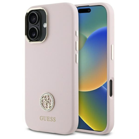 GUESS SYLIKON CASE ETUI DO IPHONE 16 6.1 LOGO Z KRYSZTAŁKAMI STRASS