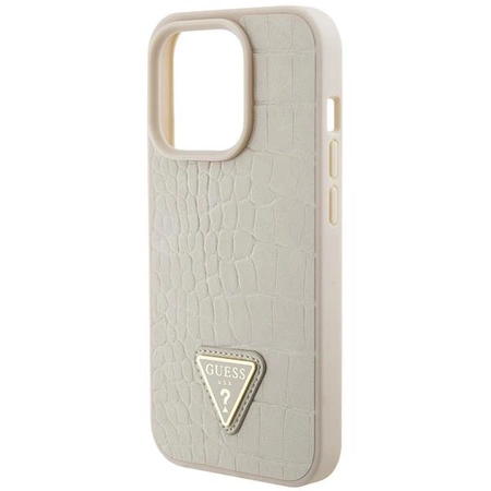 Etui Guess Croco Triangle Metal Logo do iPhone 15 Pro - złote