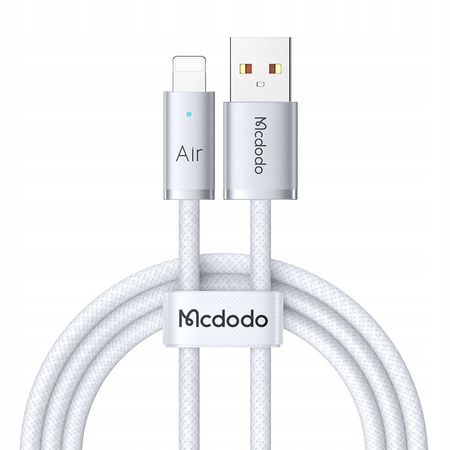 MCDODO KABEL USB-A LIGHTNING SZYBKIE ŁADOWANIE DO TELEFONU 3A LED BIAŁY 1M