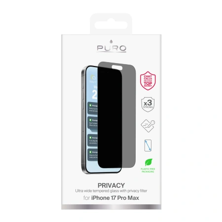PURO SZKŁO HARTOWANE PRIVACY DO IPHONE 17 PRO MAX OCHRONA EKRANU