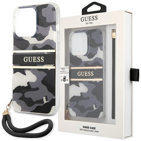 Guess GUHCP13MKCABBK iPhone 13 6,1" czarny/black hardcase Camo Strap Collection