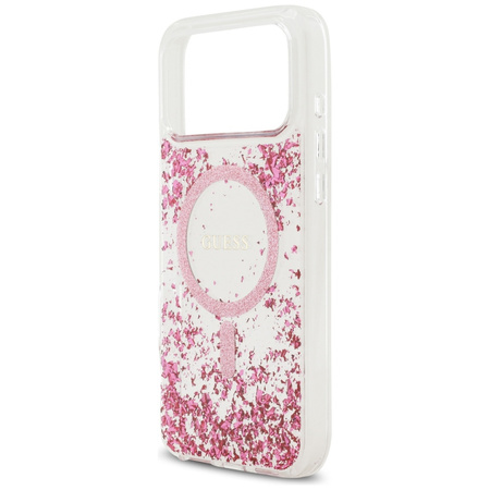 Etui Guess Resin Bottom Glitter MagSafe do iPhone 17 Pro Max różowy