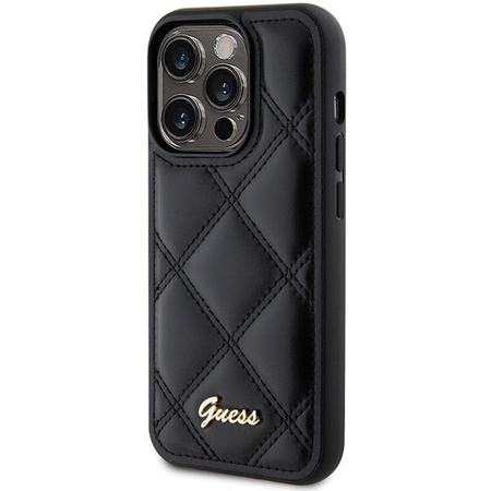 Etui Guess Quilted Metal Logo na iPhone 15 Pro - czarne