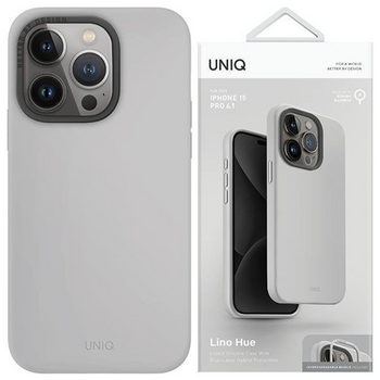 UNIQ etui Lino Hue iPhone 15 Pro Max 6.7" Magclick Charging jasnoszary/chalk grey