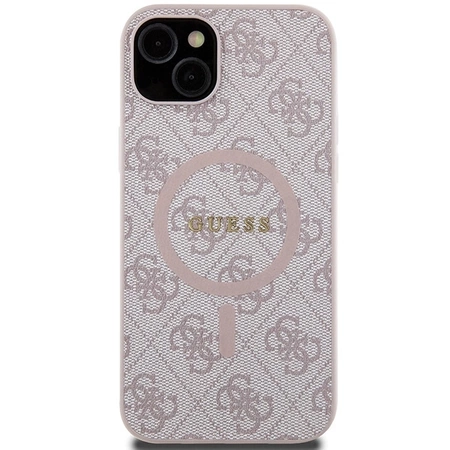 Etui Guess 4G Collection Leather Metal Logo MagSafe na iPhone 15 / 14 / 13 - różowe
