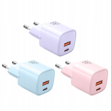 Ładowarka USB/USB-C, szybka, nano, GaN 33W PD, różowa, McDodo