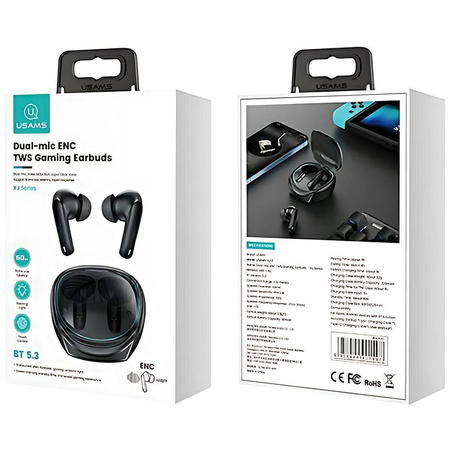 USAMS SŁUCHAWKI BLUETOOTH 5.3 DO TELEFONÓW IPHONE ANDROID Z SYSTEMEM GAMING