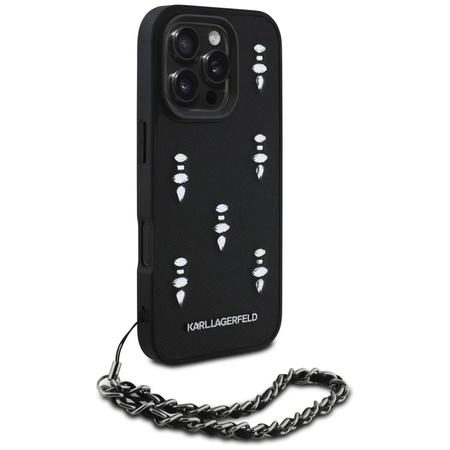 KARL LAGERFELD ETUI SAFFIANO CRYSTALS DO IPHONE 16 PRO Z CHAIN OCHRONA STYL