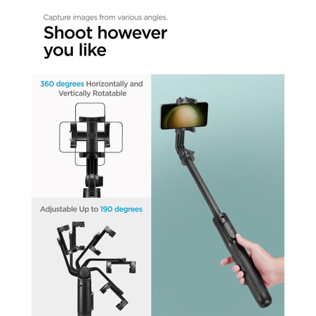 SPIGEN S560W BLUETOOTH SELFIE STICK LONG TRIPOD BLACK