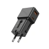JELLICO uniwersalny adapter podróżny S6 PD 25W 1xUSB-C + 1xUSB QC3.0 Czarny