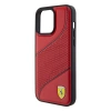 Etui Ferrari Perforated Waves Metal Logo na iPhone 15 Pro - czerwone