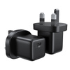 Joyroom mała szybka ładowarka USB Typ C PD 25W wtyczka UK czarny + kabel USB Typ C - USB Typ C (L-P251)