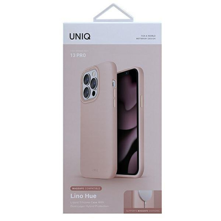 UNIQ etui Lino Hue iPhone 13 Pro / 13 6,1" różowy/blush pink MagSafe