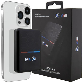 Powerbank indukcyjny Etui BMW M Collection MagSafe BMPBMS3K22PGVK 5W 3000mAh + kabel czarny