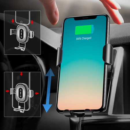 Baseus Wireless Charger Gravity uchwyt samochodowy na kratkę wentylacyjną + bezprzewodowa ładowarka Qi czarny  (WXYL-01)