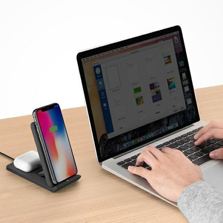 Etui Uniq Ład. indukcyjna Vertex Duo 2in1 15W Fast charge - szare
