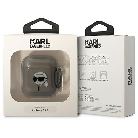 Etui Karl Lagerfeld KLA2HNIKTCK na AirPods 1/2 - czarne Karl's Head