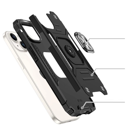 WOZINSKY ETUI PANCERNE Z UCHWYTEM NA PALEC RING ARMOR DO IPHONE 15 PLUS