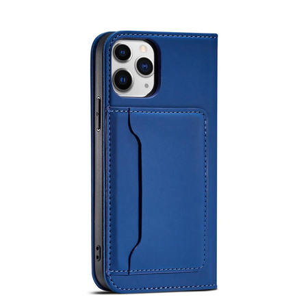 Magnet Card Case etui do iPhone 12 Pro pokrowiec portfel na karty kartę podstawka niebieski