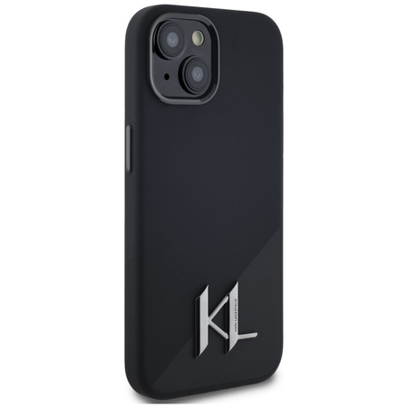 KARL LAGERFELD ETUI SILICONE SHADOW DO IPHONE 15 Z METALOWYM LOGO I OCHRONĄ