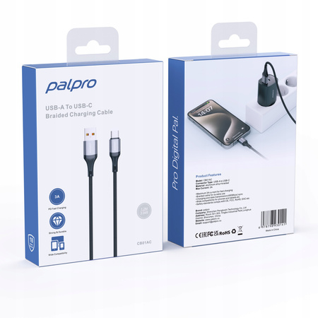 PALPRO KABEL USB-A USB-C SZYBKIE ŁADOWANIE DO SAMSUNG APPLE 3A PD 1M