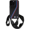 Etui BMW M Edition Carbon Tricolor Lines & Strap na iPhone 15 Pro - czarne