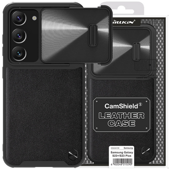 Nillkin CamShield Leather S Case etui Samsung Galaxy S23+ pokrowiec z osłoną na aparat czarne