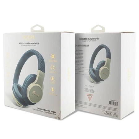 Słuchawki nauszne Guess 4G Script Bluetooth - niebieskie