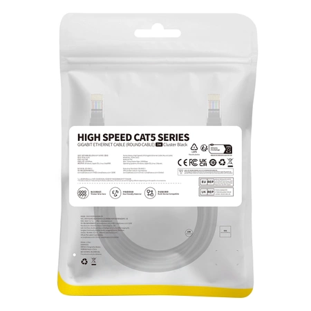 Kabel Ethernet Baseus High Speed Cat 5 RJ-45 1000Mb/s 3m okrągły - czarny