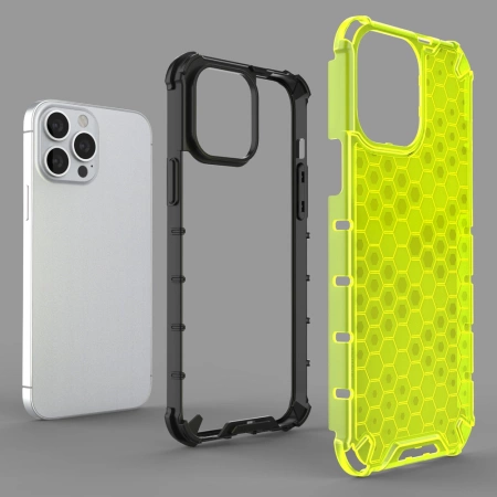 HURTEL ETUI PANCERNE HONEYCOMB Z ŻELOWĄ RAMKĄ DO IPHONE 13 PRO MAX