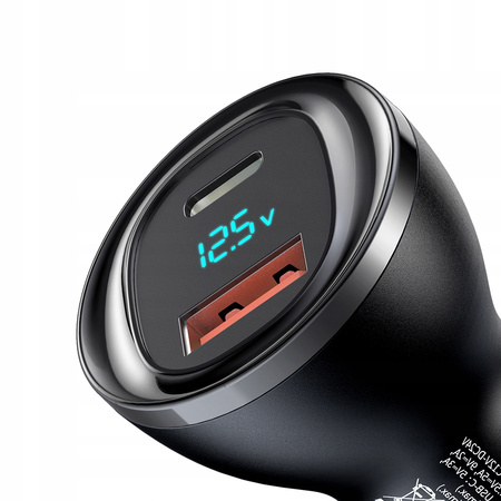 MCDODO MOCNA SZYBKA ŁADOWARKA SAMOCHODOWA MIERNIK 2X USB USB-C 95W LED