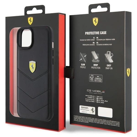 Etui Ferrari Quilted Metal Logo do iPhone 15 Plus - czarne